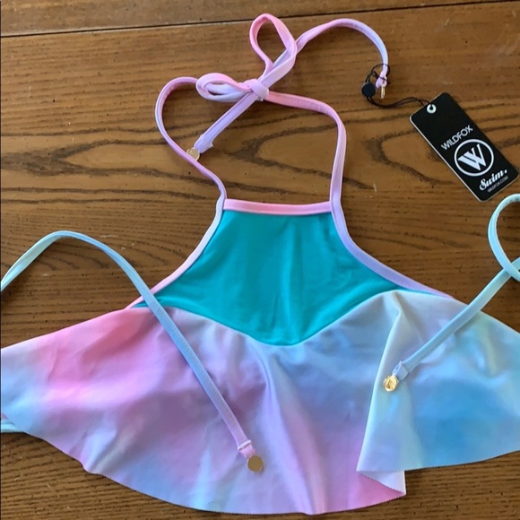 NWT Wildfox Mermaid Tie-dyed Flutter Bikini‎ Top - Picture 2 of 9